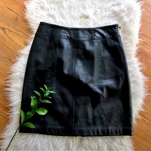 Classic black leather pencil skirt, size 12